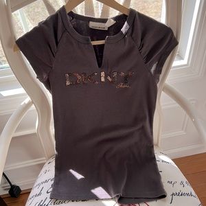 DKNY JEANS glitter logo T-shirt.